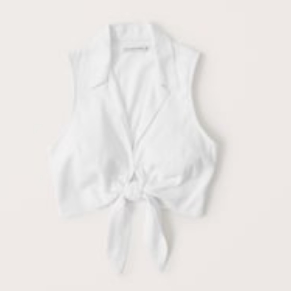 Abercrombie Tie-front Linen Blend Top